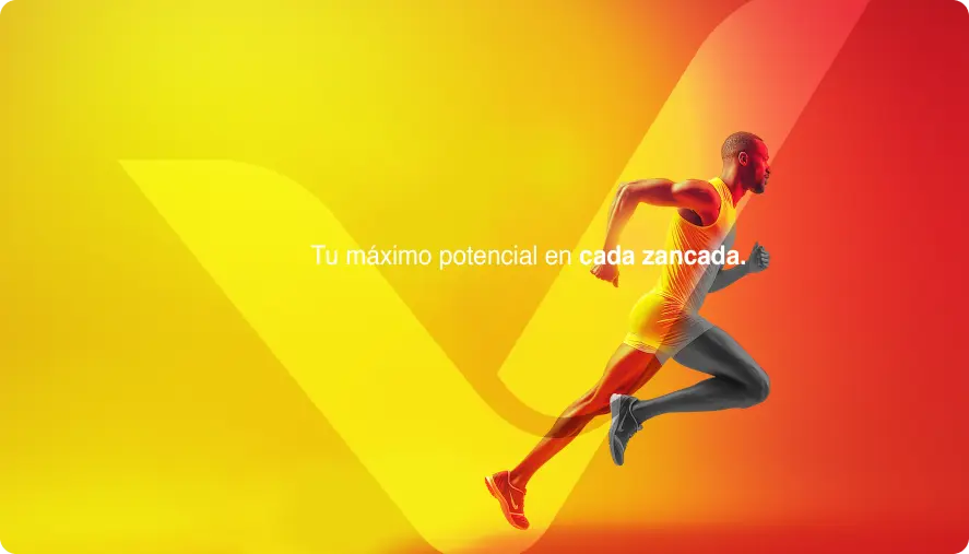 Ejemplo publicitario con deportista mostrando lo que incluye un diseño de marca Ejemplo publicitario con deportista mostrando lo que incluye un diseño de marca