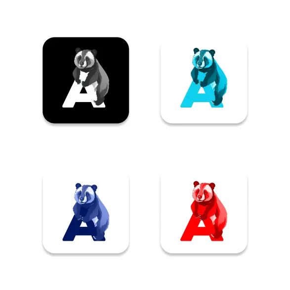 Logos de osos del diseño de marca Asenza para una agencia de branding en Colombia