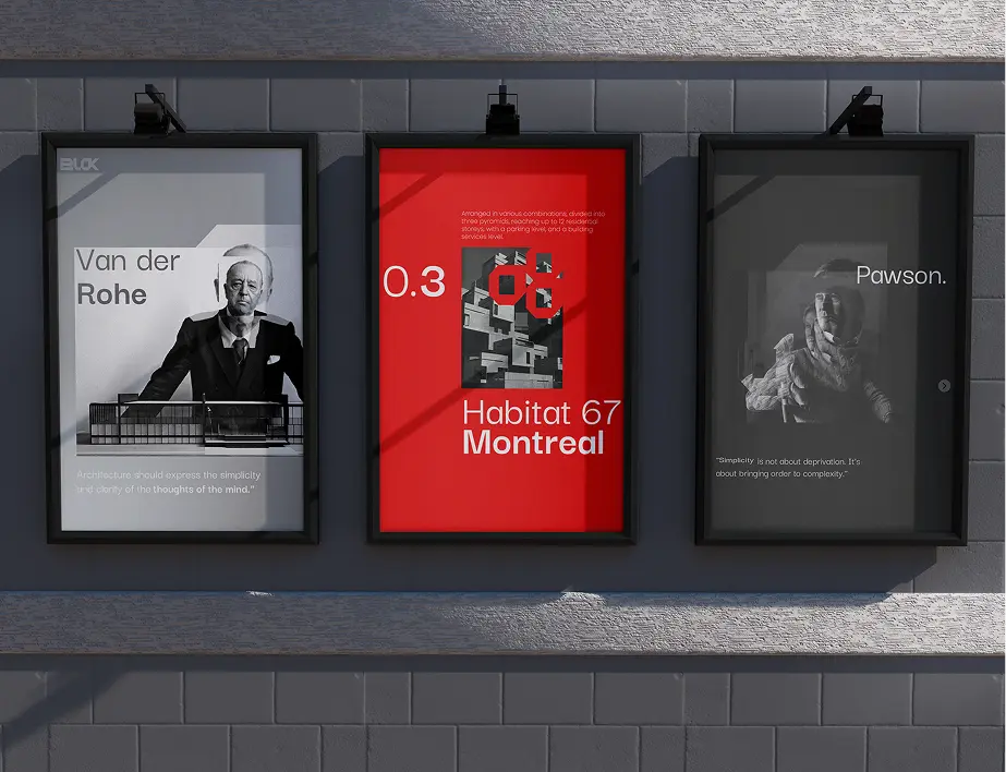 pósters y diseño de marca Blok  para una agencia de branding en Colombia