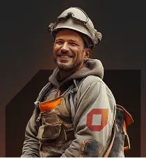 Obrero con uniforme y diseño de marca Blok  para una agencia de branding en Colombia