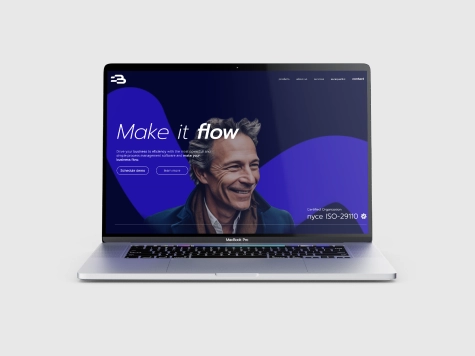 Pantalla de computador mostrando el diseño de marca de BPM LAT para una agencia de branding en Colombia