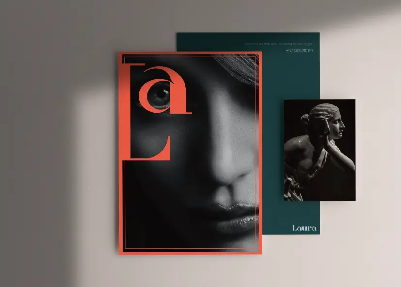 Revistas del diseño de marca Laura O para una agencia de branding en Colombia