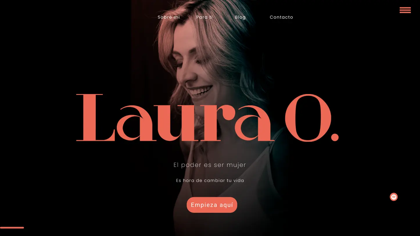 Página de inicio del diseño de marca Laura O para una agencia de branding en Colombia