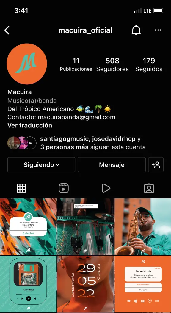 Cuenta de instagram parte del diseño de marca de Macuira para una agencia de branding en Colombia