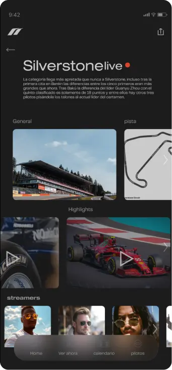 Pistas de carrera en pantalla del diseño de marca de Motora para una agencia de branding en Colombia