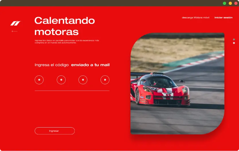 Recuperación de contraseña del diseño de marca de Motora para una agencia de branding en Colombia