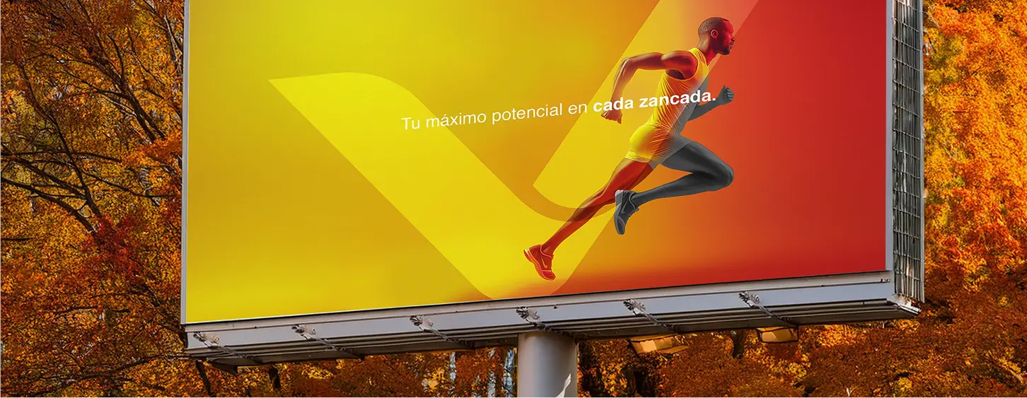 Valla publicitaria de un deportista y diseño de marca Vitacerebrina  para una agencia de branding en Colombia